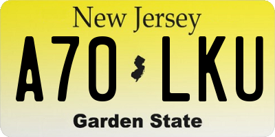 NJ license plate A70LKU