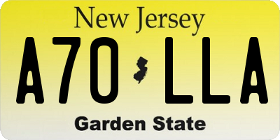 NJ license plate A70LLA