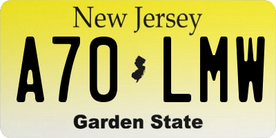 NJ license plate A70LMW