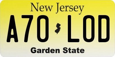 NJ license plate A70LOD