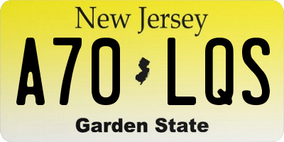 NJ license plate A70LQS