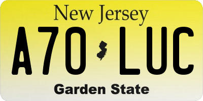 NJ license plate A70LUC