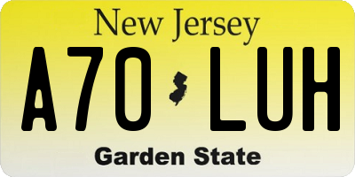 NJ license plate A70LUH