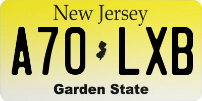 NJ license plate A70LXB