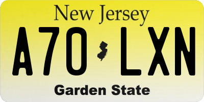 NJ license plate A70LXN