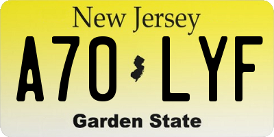 NJ license plate A70LYF