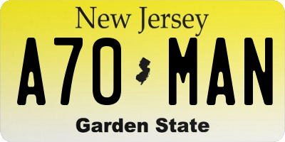 NJ license plate A70MAN