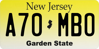 NJ license plate A70MBO