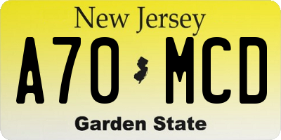 NJ license plate A70MCD