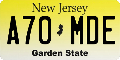 NJ license plate A70MDE