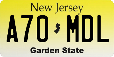NJ license plate A70MDL