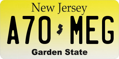 NJ license plate A70MEG