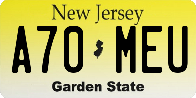 NJ license plate A70MEU
