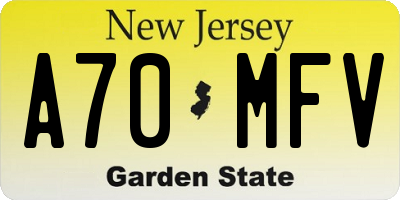 NJ license plate A70MFV