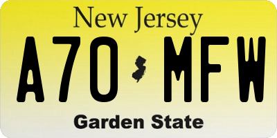 NJ license plate A70MFW