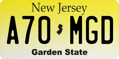 NJ license plate A70MGD