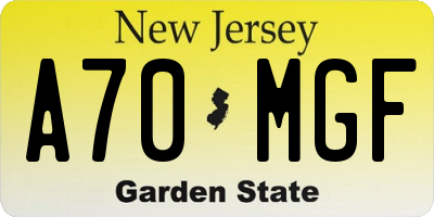 NJ license plate A70MGF