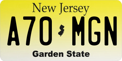 NJ license plate A70MGN