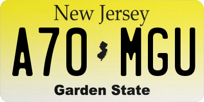 NJ license plate A70MGU