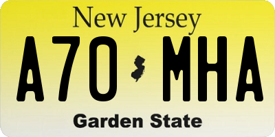 NJ license plate A70MHA