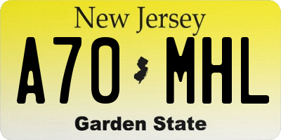 NJ license plate A70MHL
