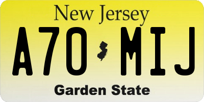 NJ license plate A70MIJ