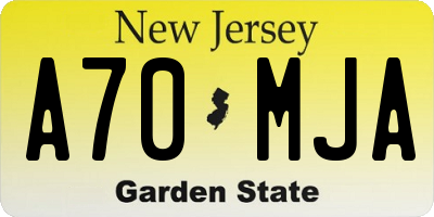 NJ license plate A70MJA