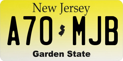 NJ license plate A70MJB