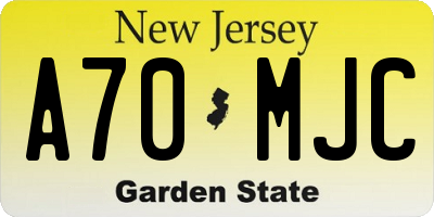 NJ license plate A70MJC