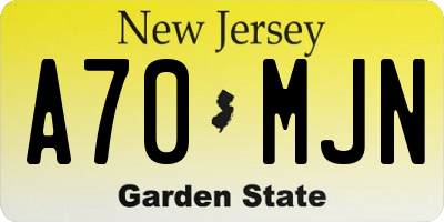 NJ license plate A70MJN