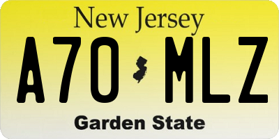 NJ license plate A70MLZ