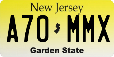NJ license plate A70MMX
