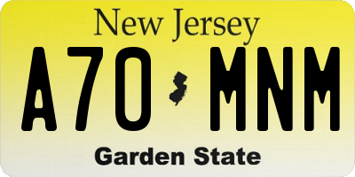 NJ license plate A70MNM
