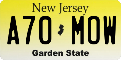 NJ license plate A70MOW
