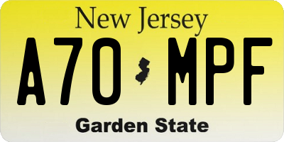 NJ license plate A70MPF