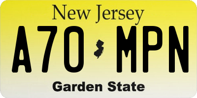 NJ license plate A70MPN