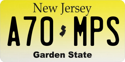 NJ license plate A70MPS