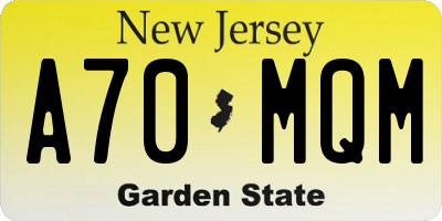 NJ license plate A70MQM