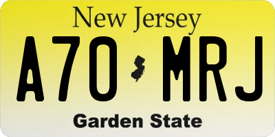 NJ license plate A70MRJ