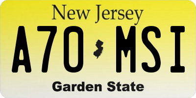 NJ license plate A70MSI
