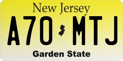 NJ license plate A70MTJ