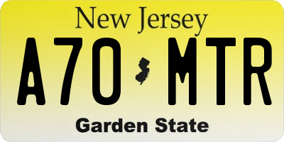 NJ license plate A70MTR