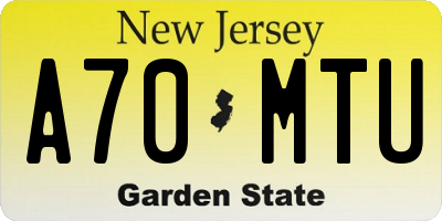 NJ license plate A70MTU