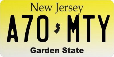 NJ license plate A70MTY
