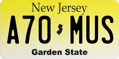 NJ license plate A70MUS