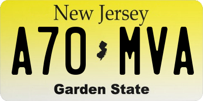 NJ license plate A70MVA