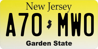 NJ license plate A70MWO