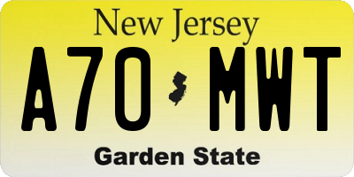 NJ license plate A70MWT