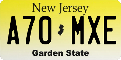 NJ license plate A70MXE