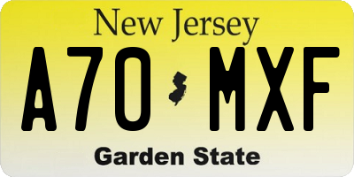 NJ license plate A70MXF